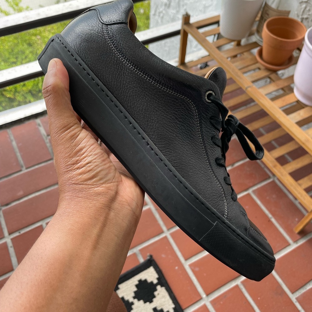 Boss Black Grain Calfskin Leather Sneakers